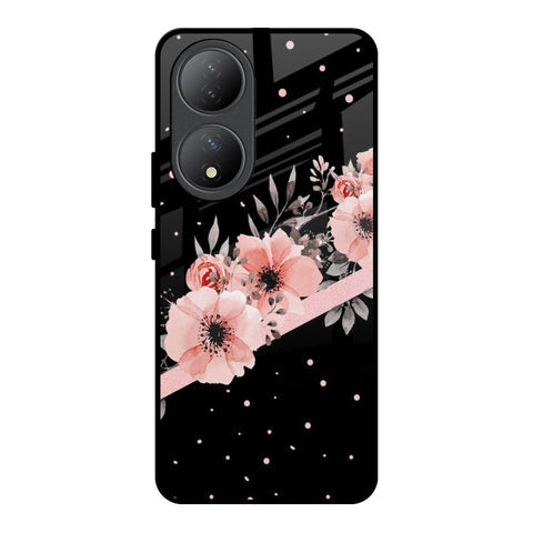 Floral Black Band Glossy Case For Vivo Y100 5G