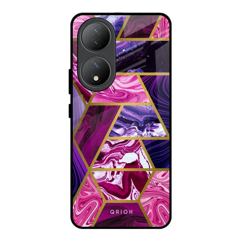 Electroplated Geometric Marble Glossy Case for Vivo Y100 5G
