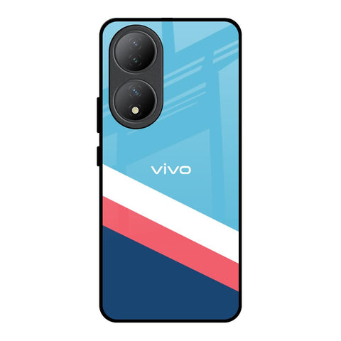 Pink & White Stripes Glossy Case For Vivo Y100 5G