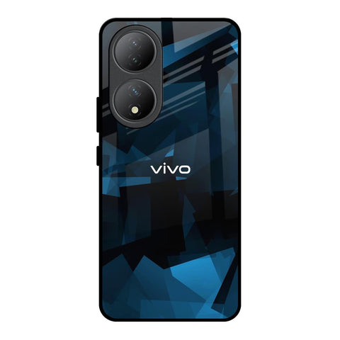 Polygonal Blue Box Glossy Case For Vivo Y100 5G