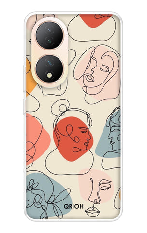 Abstract Faces Soft Cover for Vivo Y100 5G