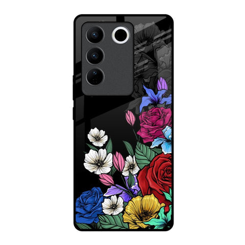 Rose Flower Bunch Art Glossy Case for Vivo V27 5G