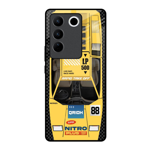 Yellow Racing Car Glossy Case for Vivo V27 5G