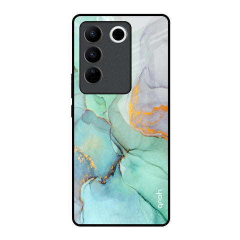 Green Marble Glossy Case for Vivo V27 5G