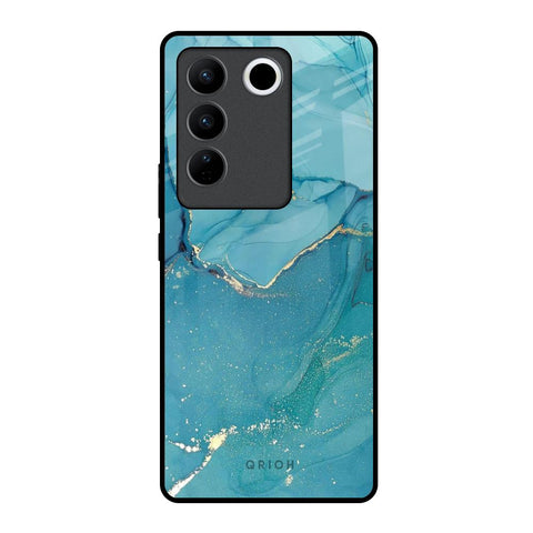 Blue Golden Glitter Glossy Case for Vivo V27 5G