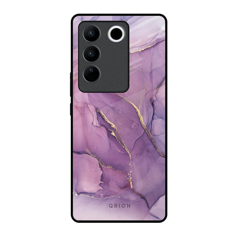 Purple Gold Marble Glossy Case for Vivo V27 5G