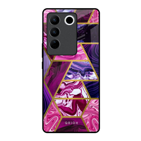 Electroplated Geometric Marble Glossy Case for Vivo V27 5G