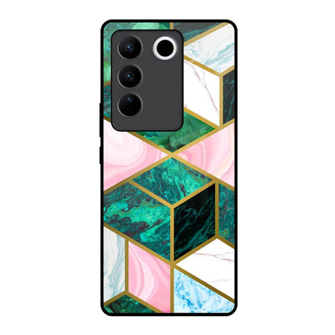Seamless Green Marble Glossy Case for Vivo V27 5G