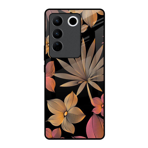 Lines Pattern Flowers Glossy Case for Vivo V27 5G