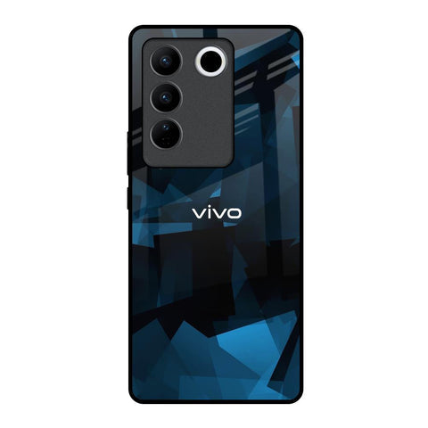 Polygonal Blue Box Glossy Case For Vivo V27 5G