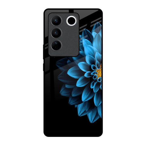 Half Blue Flower Glossy Case for Vivo V27 Pro 5G