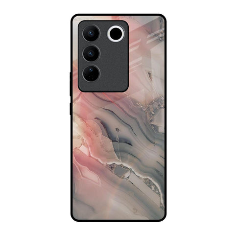 Pink And Grey Marble Glossy Case For Vivo V27 Pro 5G