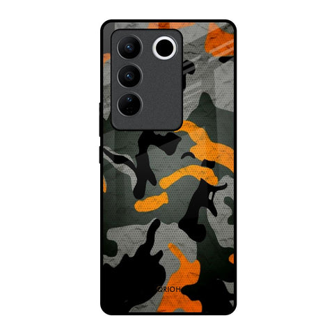Camouflage Orange Glossy Case For Vivo V27 Pro 5G