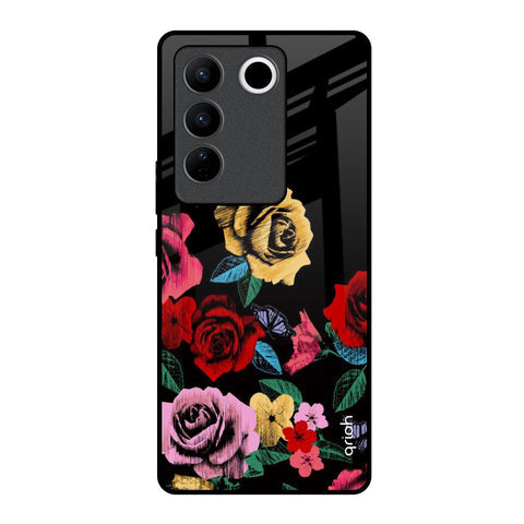 Floral Decorative Glossy Case For Vivo V27 Pro 5G