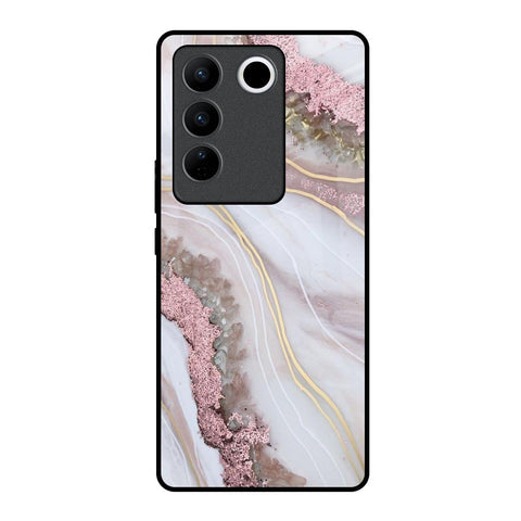 Pink & Gold Gllitter Marble Glossy Case for Vivo V27 Pro 5G