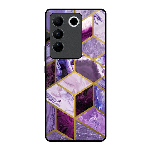 Purple Rhombus Marble Glossy Case for Vivo V27 Pro 5G