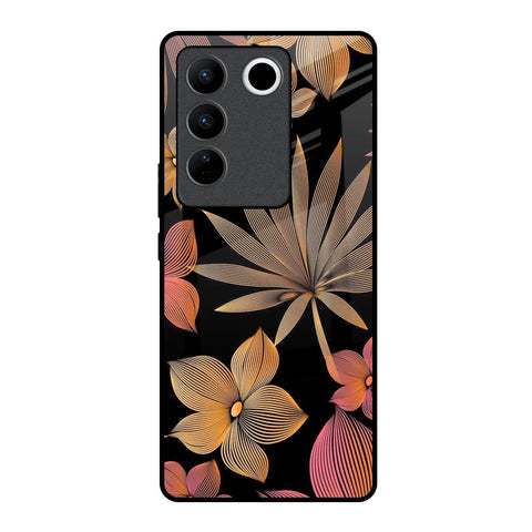 Lines Pattern Flowers Glossy Case for Vivo V27 Pro 5G
