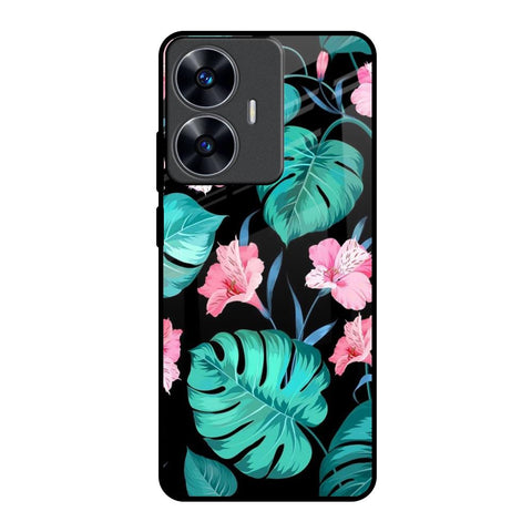 Tropical Leaves & Pink Flowers Glossy Case for Realme C55