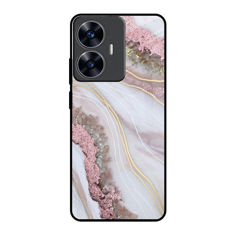 Pink & Gold Gllitter Marble Glossy Case for Realme C55