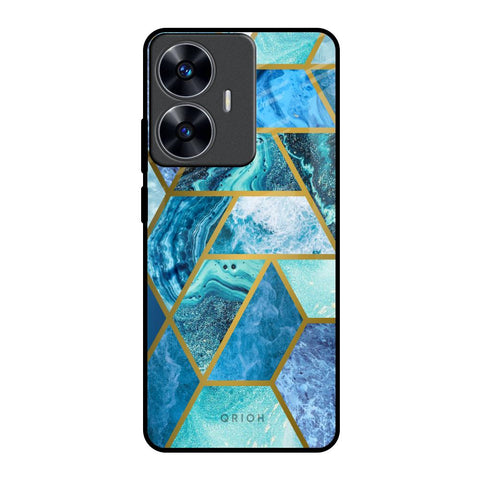 Turquoise Geometrical Marble Glossy Case for Realme C55