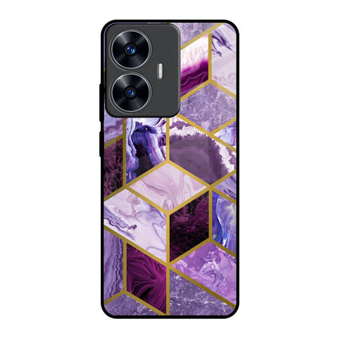Purple Rhombus Marble Glossy Case for Realme C55