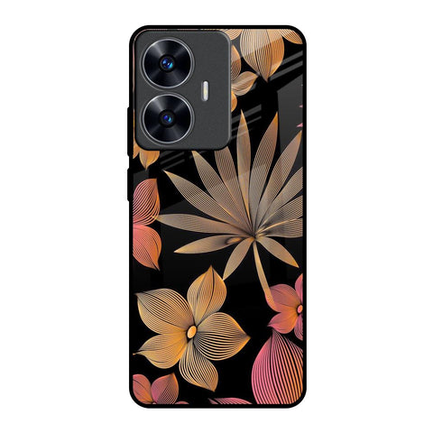 Lines Pattern Flowers Glossy Case for Realme C55