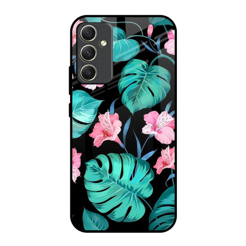 Tropical Leaves & Pink Flowers Glossy Case for Samsung Galaxy A34 5G
