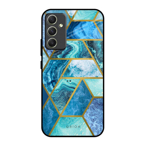 Turquoise Geometrical Marble Glossy Case for Samsung Galaxy A34 5G