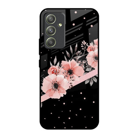 Floral Black Band Glossy Case For Samsung Galaxy A54 5G