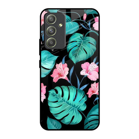 Tropical Leaves & Pink Flowers Glossy Case for Samsung Galaxy A54 5G