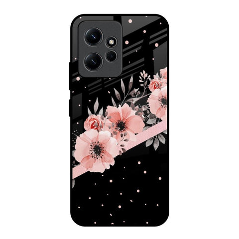 Floral Black Band Glossy Case For Redmi Note 12