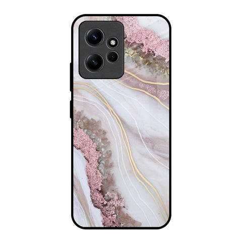 Pink & Gold Gllitter Marble Glossy Case for Redmi Note 12