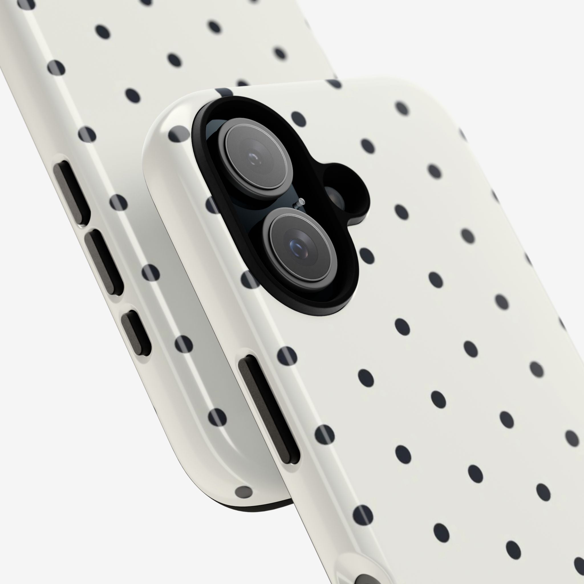 White Polka Dots Tough Case  Available For All iPhone Models