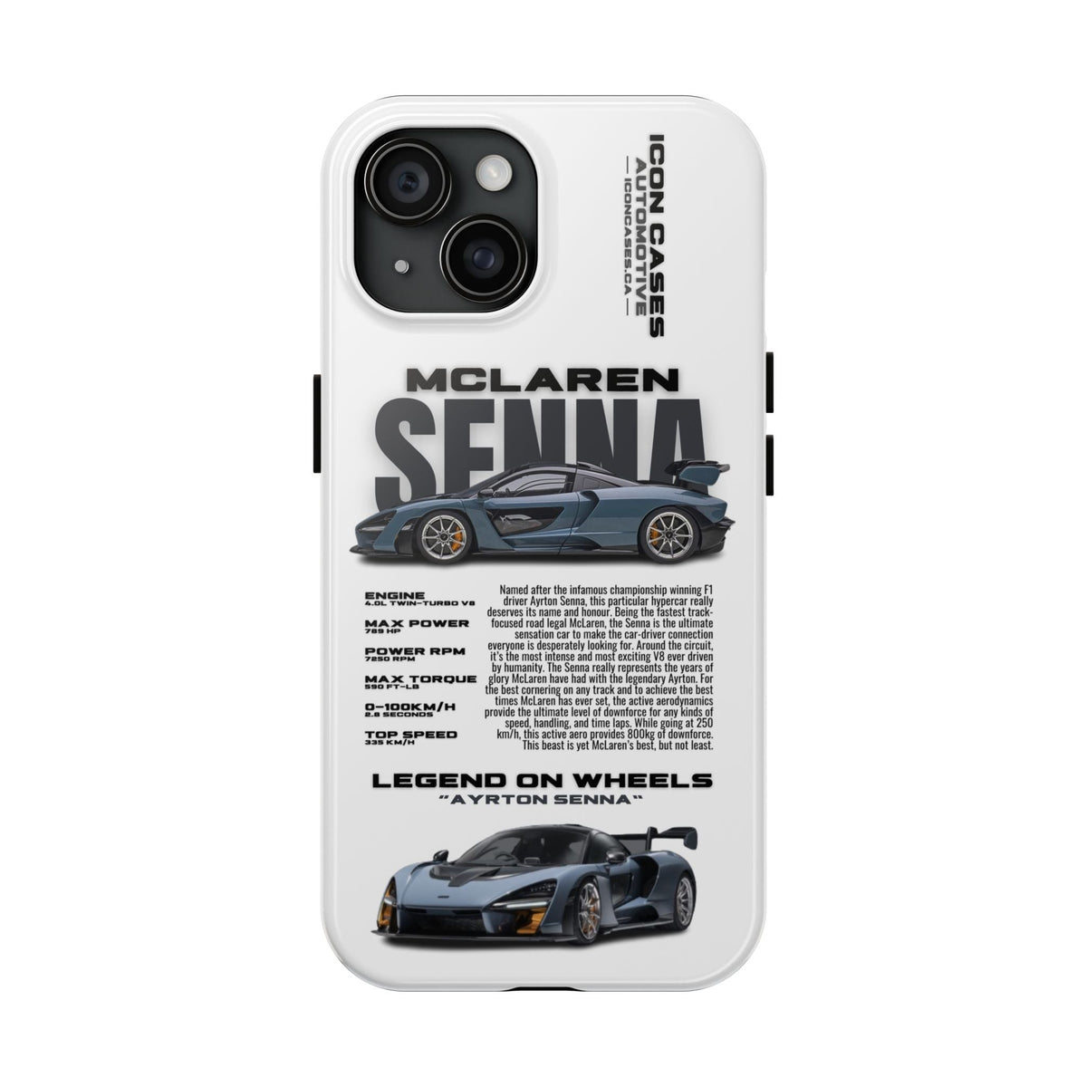 McLaren Senna White Premium Tough Shining Phone Case (Double Layer) Available For All iPhone Models