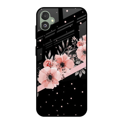 Floral Black Band Glossy Case For Samsung Galaxy F14 5G