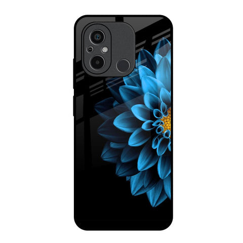 Half Blue Flower Glossy Case for Redmi 12C