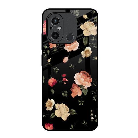 Black Spring Floral Glossy Case for Redmi 12C