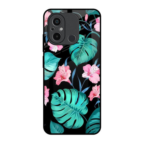 Tropical Leaves & Pink Flowers Glossy Case for Redmi 12C