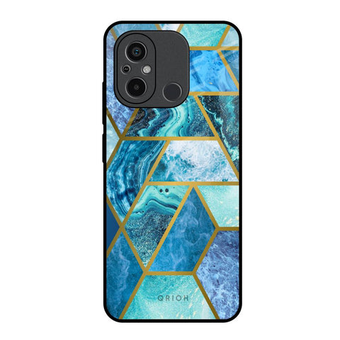 Turquoise Geometrical Marble Glossy Case for Redmi 12C