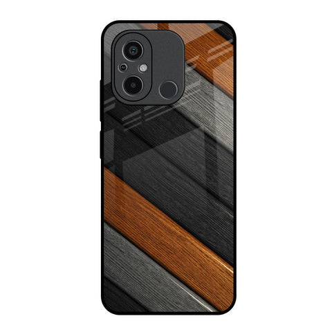 Tri Color Wood Glossy Case for Redmi 12C