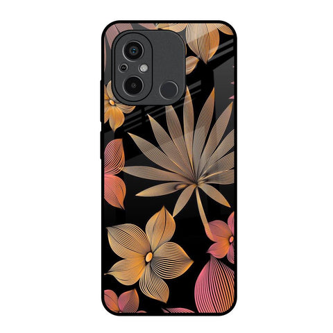 Lines Pattern Flowers Glossy Case for Redmi 12C