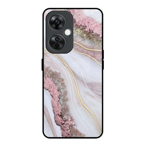 Pink & Gold Gllitter Marble Glossy Case for OnePlus Nord CE 3 Lite 5G