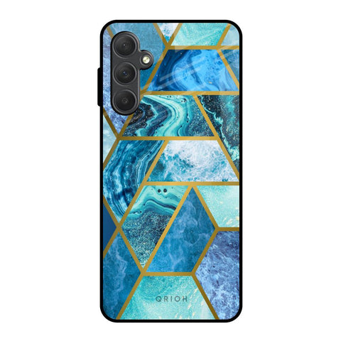 Turquoise Geometrical Marble Glossy Case for Samsung Galaxy M54 5G