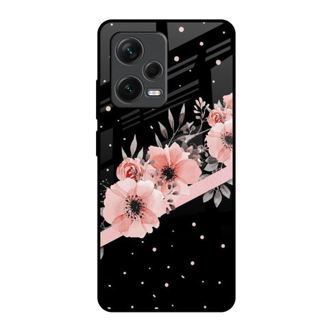 Floral Black Band Glossy Case For Redmi Note 12 Pro Plus 5G