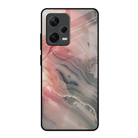Pink And Grey Marble Glossy Case For Redmi Note 12 Pro Plus 5G