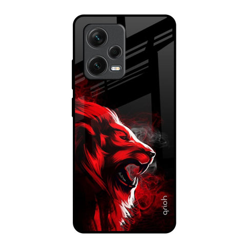 Red Angry Lion Glossy Case for Redmi Note 12 Pro 5G