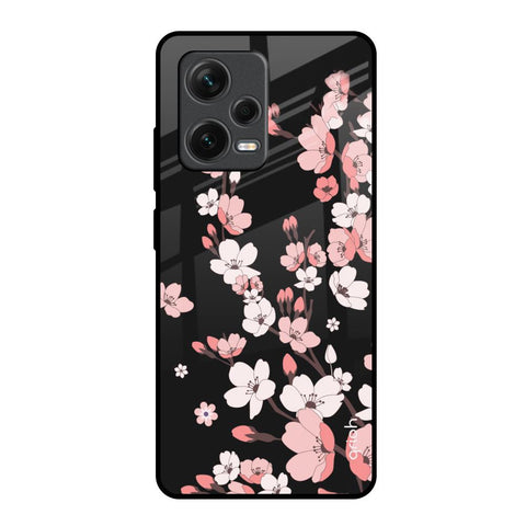 Black Cherry Blossom Glossy Case for Redmi Note 12 Pro 5G