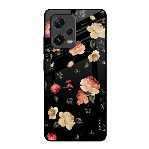 Black Spring Floral Glossy Case for Redmi Note 12 Pro 5G