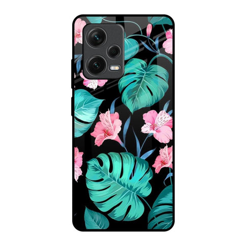 Tropical Leaves & Pink Flowers Glossy Case for Redmi Note 12 Pro 5G