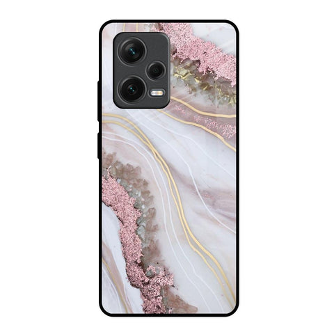 Pink & Gold Gllitter Marble Glossy Case for Redmi Note 12 Pro 5G